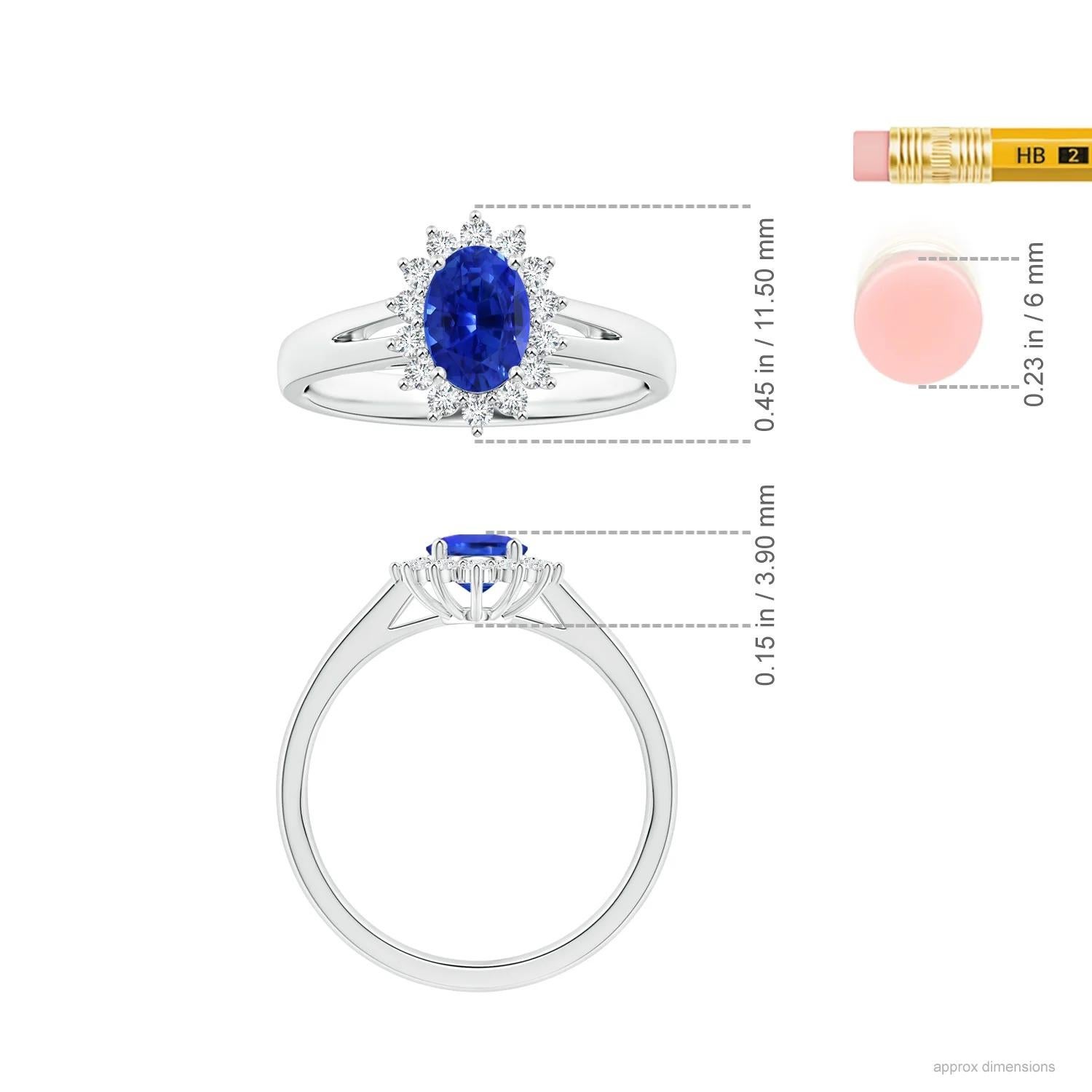 ANGARA GIA Certified Natural Oval Sapphire Diana Ring in Platinum with Halo 5