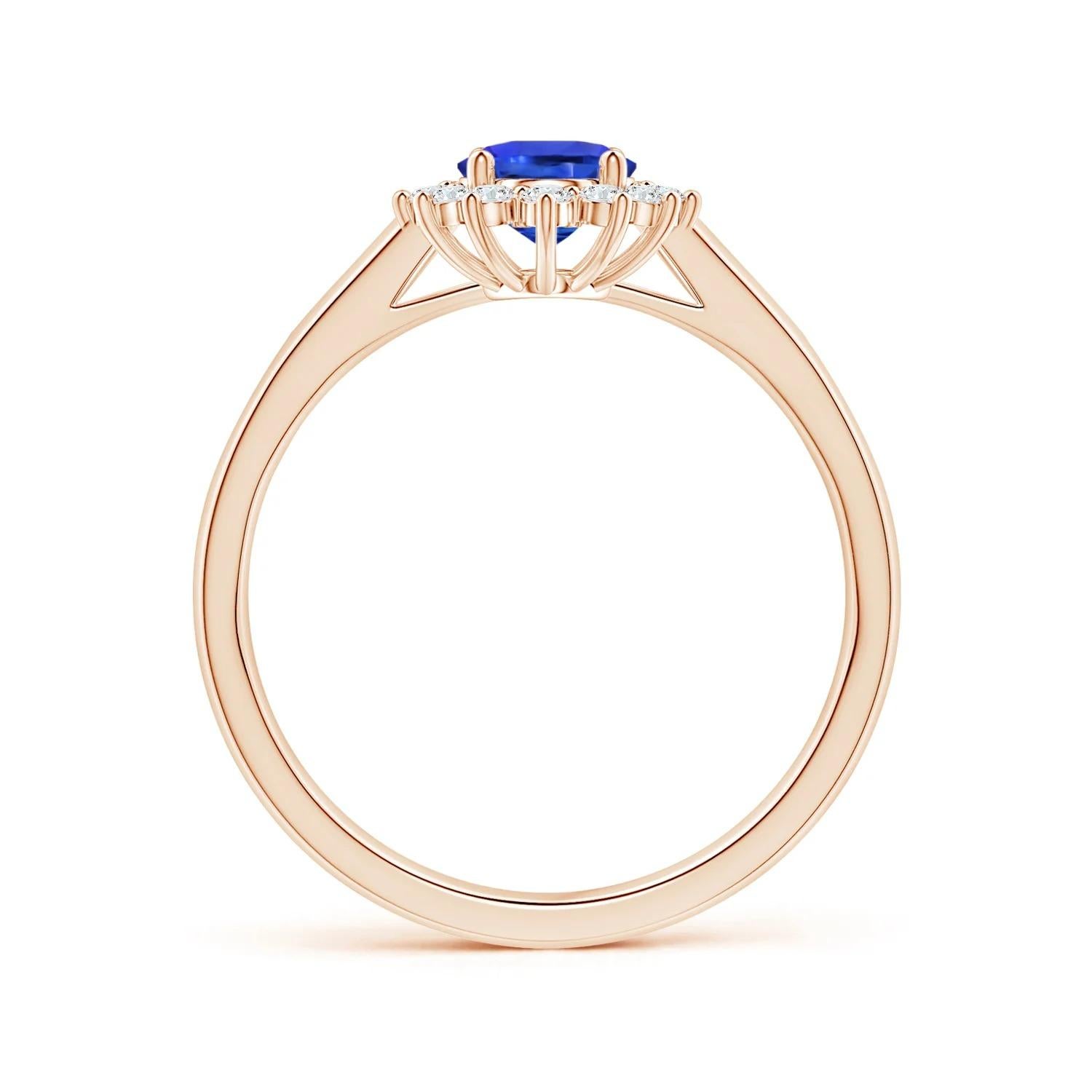 ANGARA GIA Certified Natural Oval Sapphire Diana Ring in Rose Gold with Halo 2