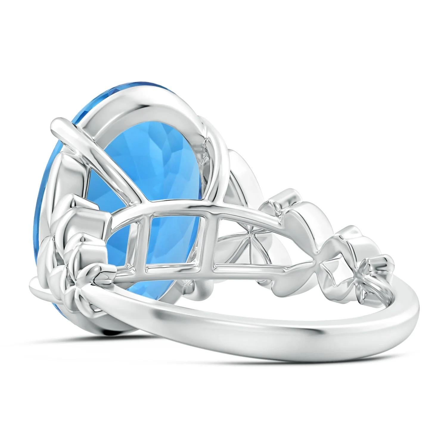 For Sale:  ANGARA GIA Certified Natural Oval Swiss Blue Topaz Cocktail Ring in White Gold 4