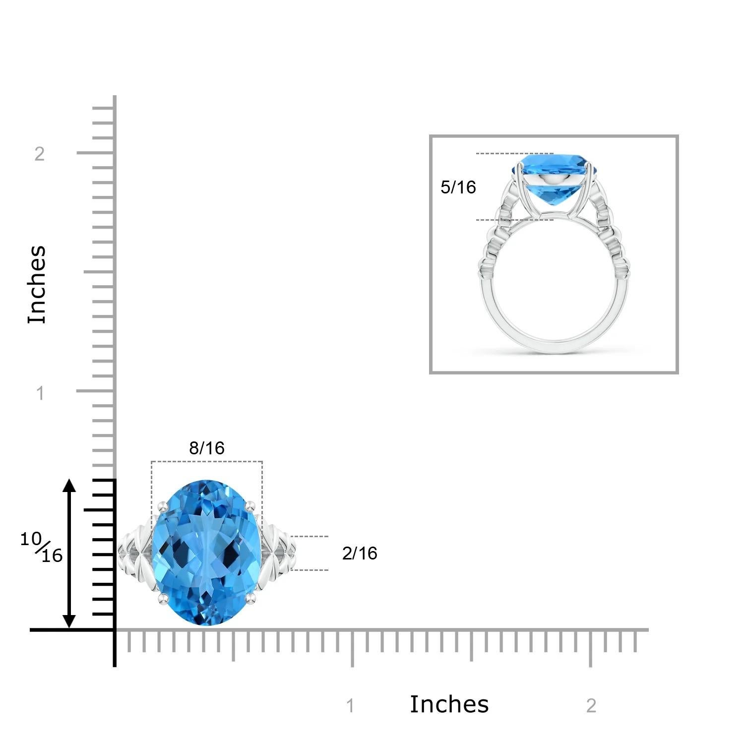 For Sale:  ANGARA GIA Certified Natural Oval Swiss Blue Topaz Cocktail Ring in White Gold 7