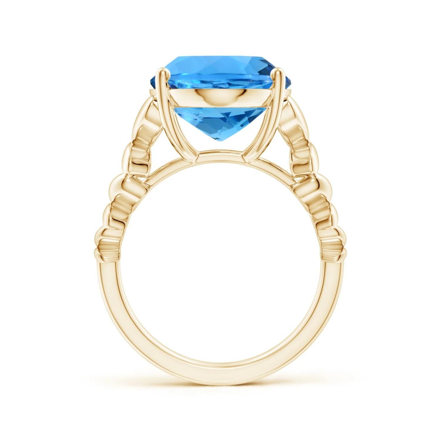 For Sale:  Angara GIA Certified Natural Oval Swiss Blue Topaz Cocktail Ring in Yellow Gold 3