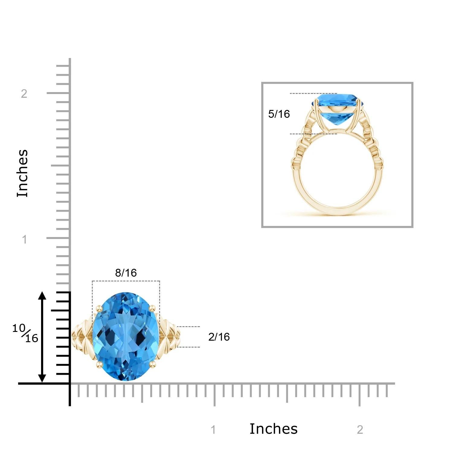 For Sale:  Angara GIA Certified Natural Oval Swiss Blue Topaz Cocktail Ring in Yellow Gold 7