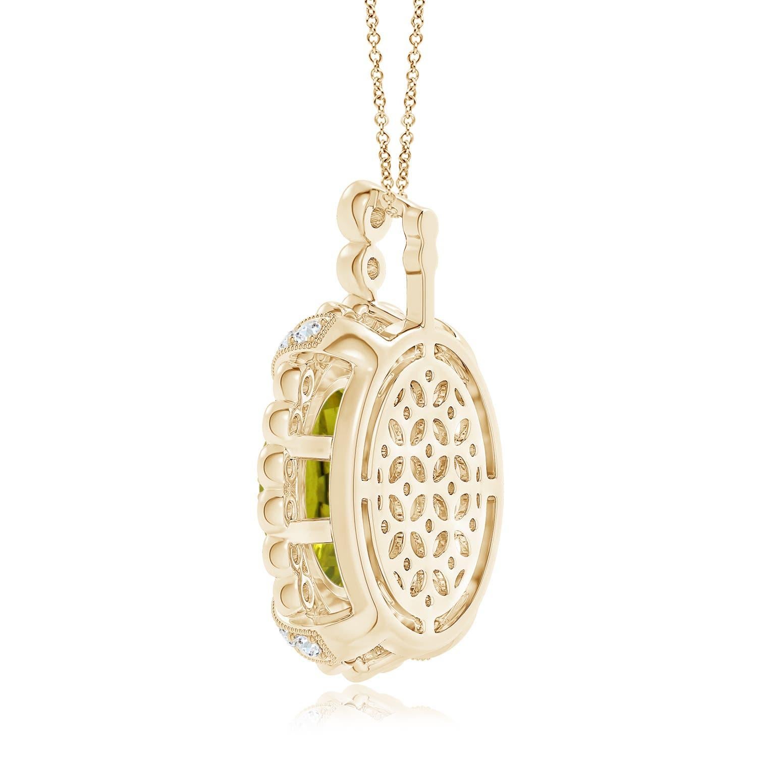 GIA Certified Natural Oval Tourmaline Double Halo Pendant in Yellow Gold In New Condition For Sale In Los Angeles, CA