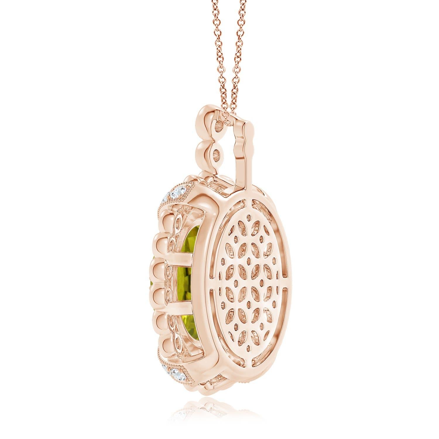 GIA Certified Natural Oval Tourmaline Pendant in Rose Gold with Halo In New Condition For Sale In Los Angeles, CA