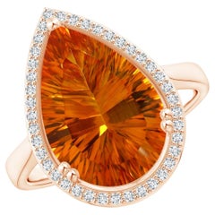 ANGARA GIA Certified Natural Pear Ceylon Citrine Cocktail Ring in 18K Rose Gold