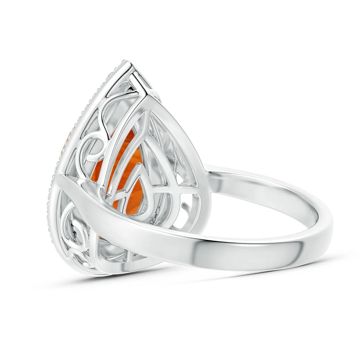 ANGARA GIA Certified Natural Pear Ceylon Citrine Cocktail Ring in 18K White Gold 4