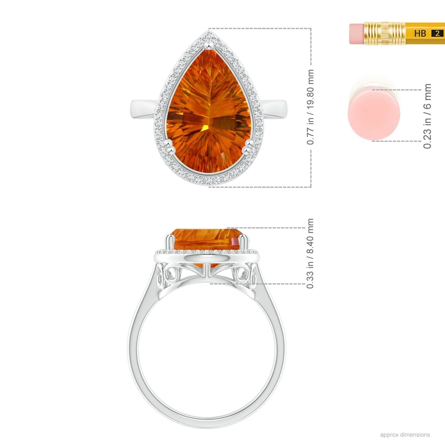 ANGARA GIA Certified Natural Pear Ceylon Citrine Cocktail Ring in 18K White Gold 5