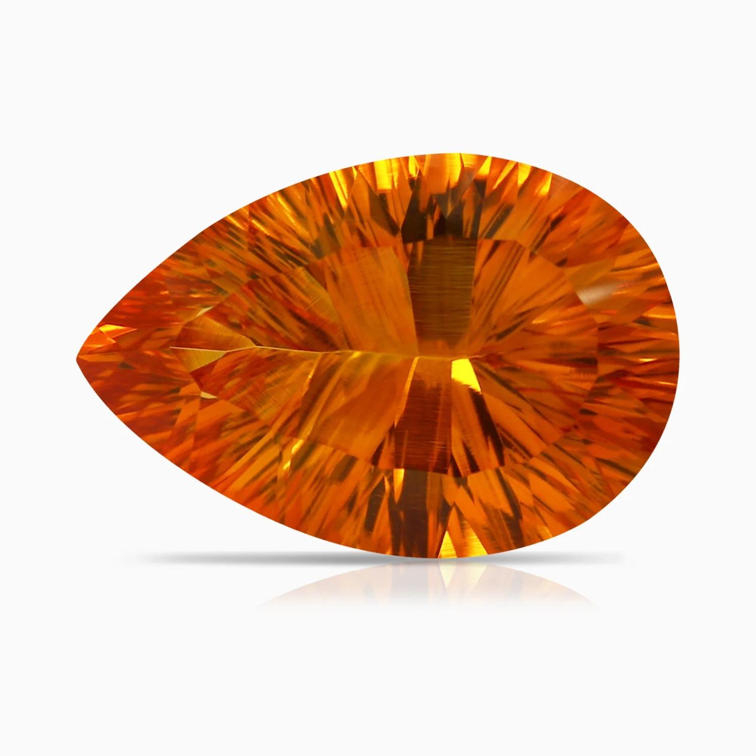 ANGARA GIA Certified Natural Pear Ceylon Citrine Cocktail Ring in 18K White Gold 6