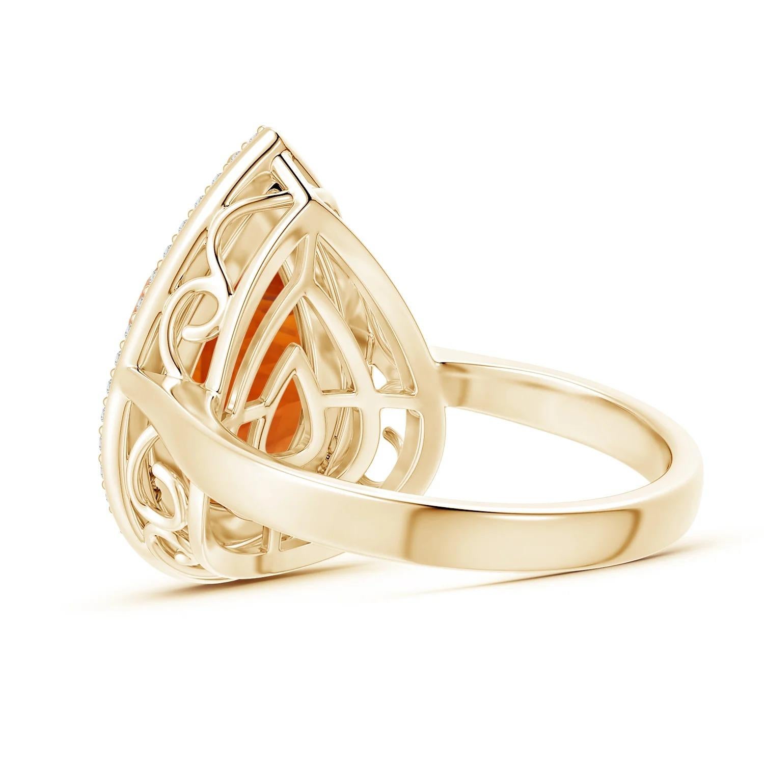 ANGARA GIA zertifizierter natürlicher birnenförmiger Citrin-Cocktailring aus 14K Gelbgold () 4