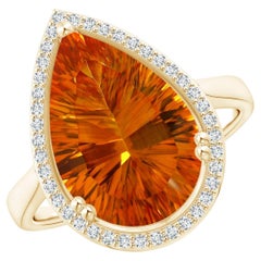 ANGARA GIA Certified Natural Pear Citrine Cocktail Ring in 18K Yellow Gold