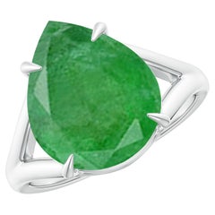 ANGARA GIA Certified Natural Pear Emerald Split Shank Ring in White Gold