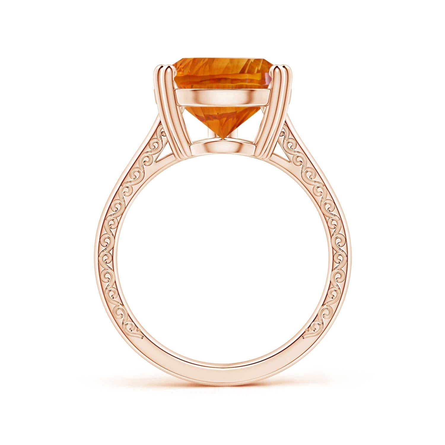 ANGARA Anillo de citrino con doble garra en oro rosa de 14 quilates con certificado GIA en forma de pera  2