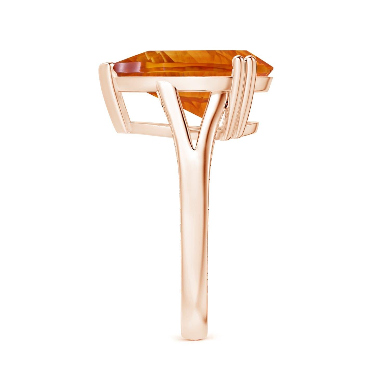 ANGARA Anillo de citrino con doble garra en oro rosa de 14 quilates con certificado GIA en forma de pera  4