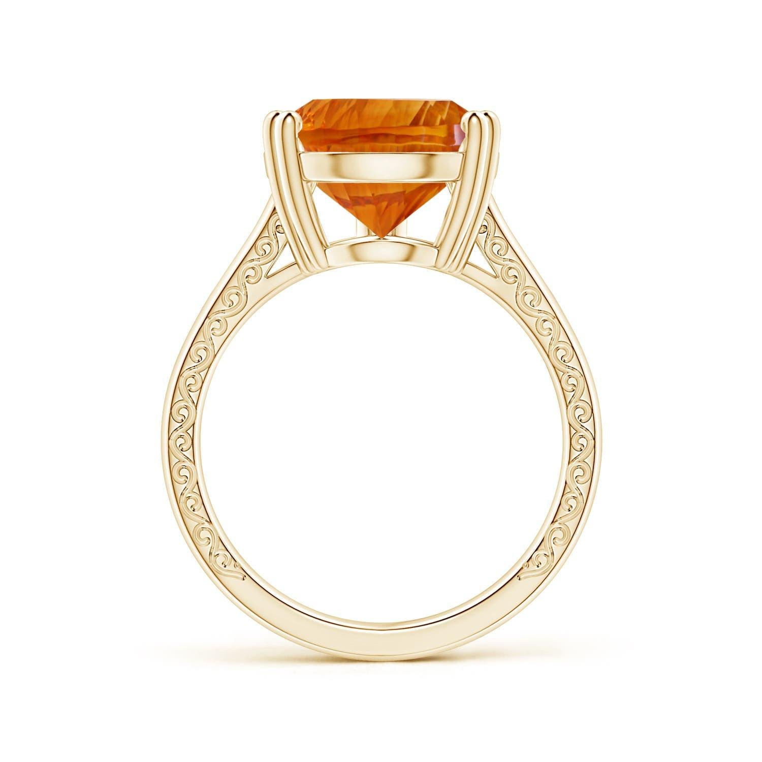 ANGARA Anillo de citrino engarzado en forma de pera certificado por el GIA en oro amarillo de 14 quilates  2