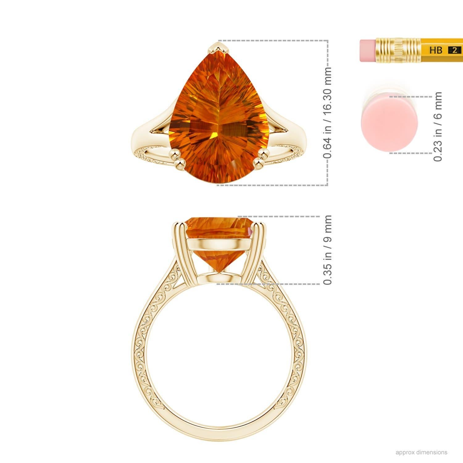 ANGARA Anillo de citrino engarzado en forma de pera certificado por el GIA en oro amarillo de 14 quilates  5
