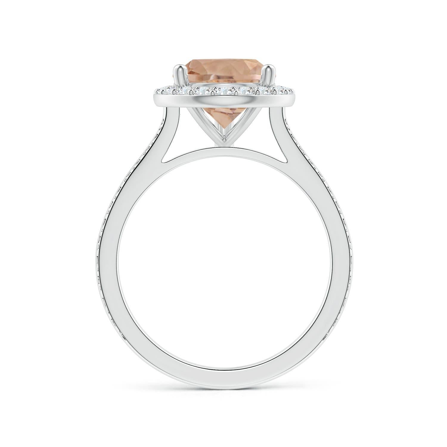 For Sale:  ANGARA GIA Certified Natural Pear-Shaped Morganite Halo Ring in White Gold 2