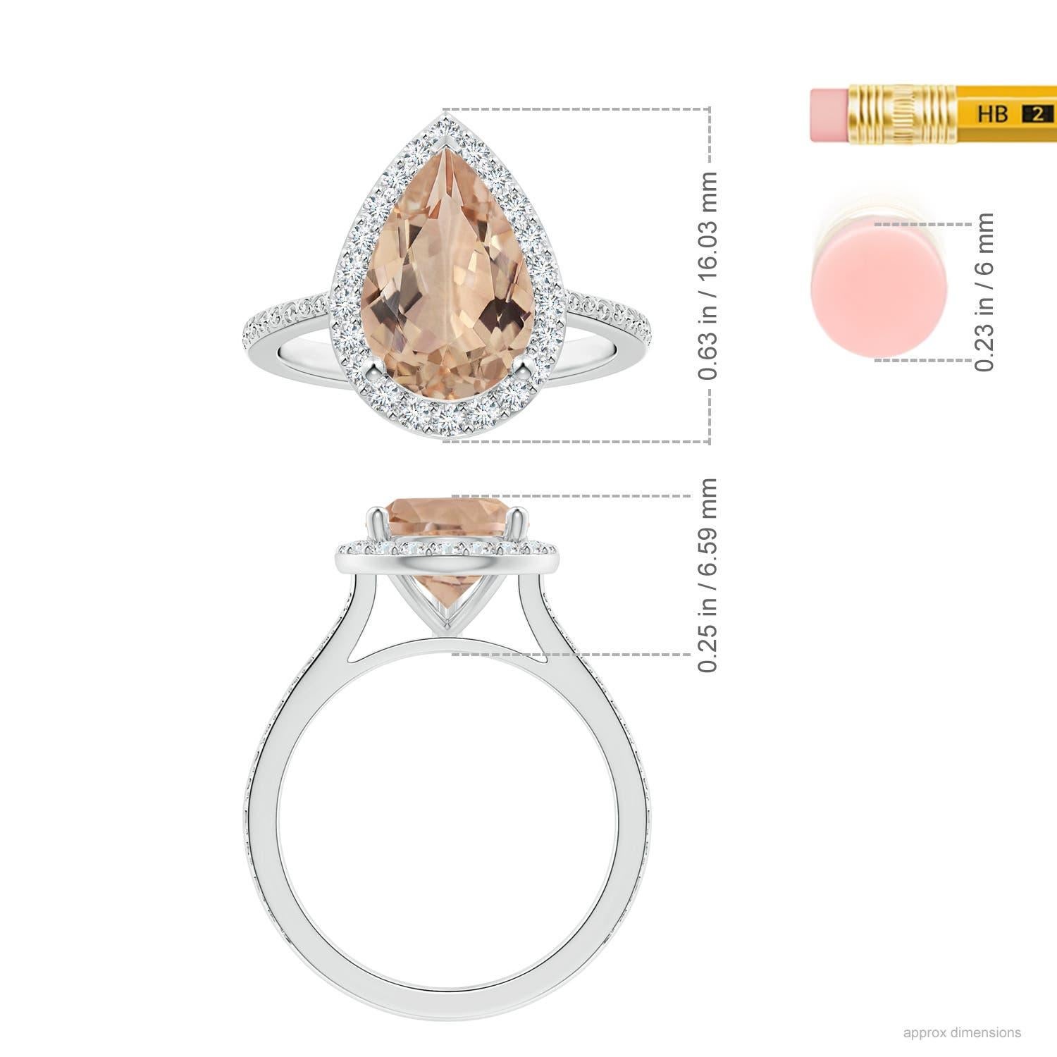 For Sale:  ANGARA GIA Certified Natural Pear-Shaped Morganite Halo Ring in White Gold 5