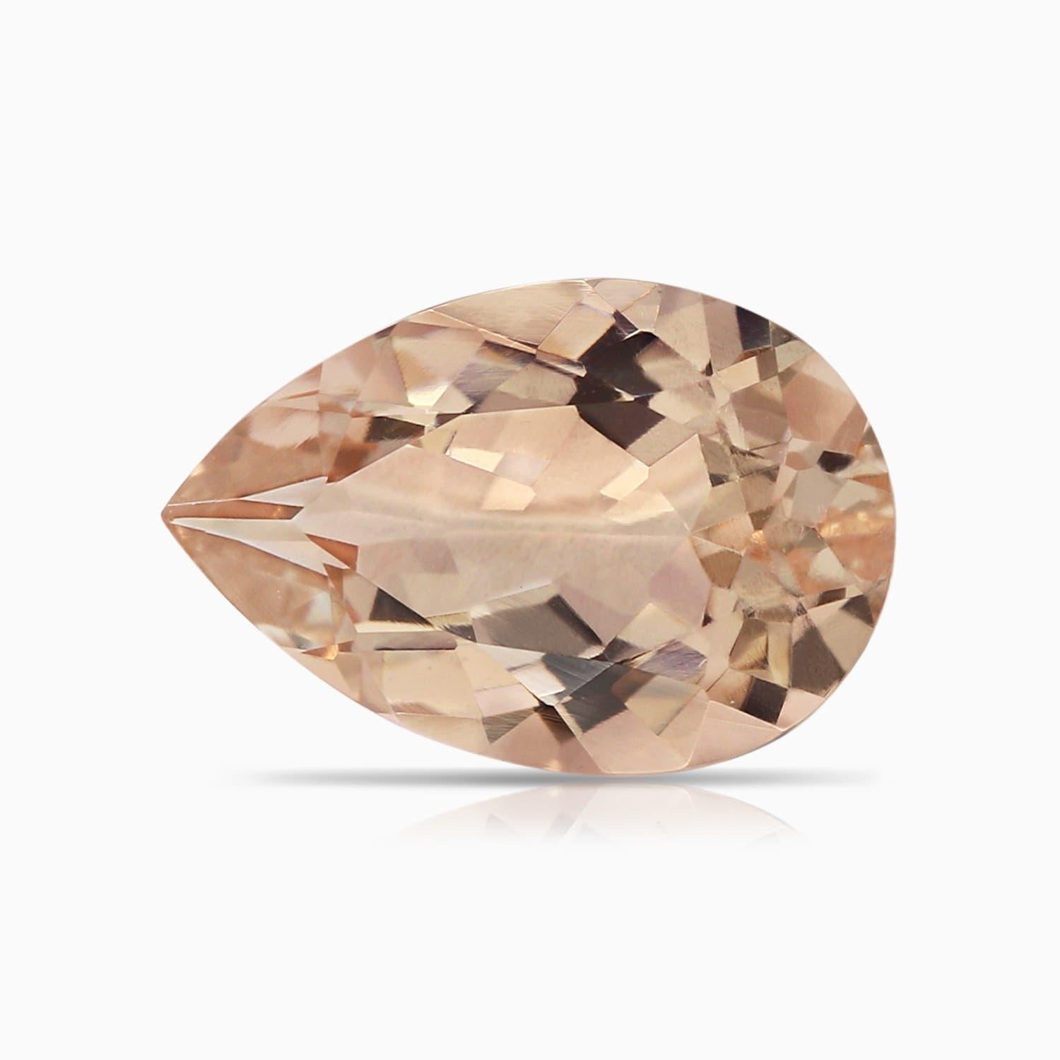 For Sale:  Angara Gia Certified Natural Pear-Shaped Morganite Halo Ring in White Gold 6