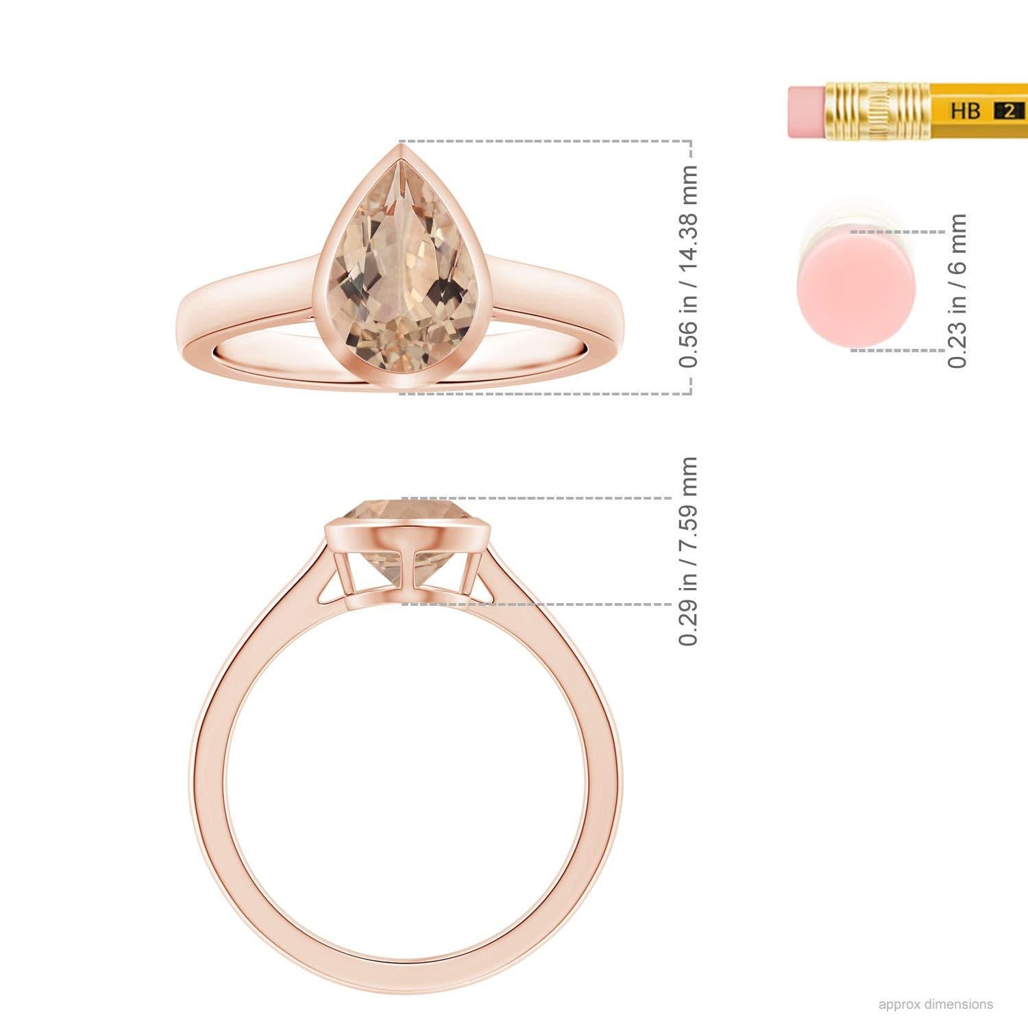 ANGARA GIA Certified Natural Pear-Shaped Morganite Solitaire 18K Rose Gold Ring 5