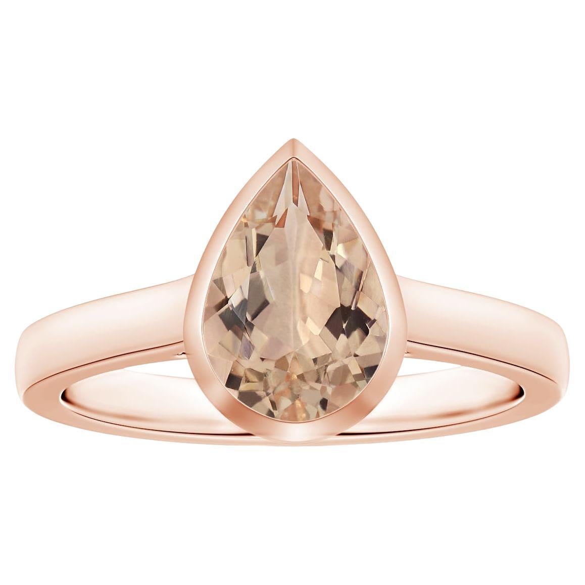 Angara GIA Certified Natural Pear-Shaped Morganite Solitaire Rose Gold Ring