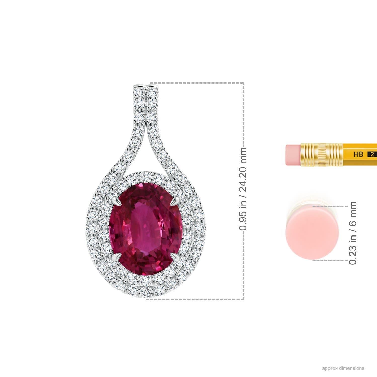 ANGARA GIA Certified Natural Pink Sapphire and Diamond Platinum Pendant In New Condition In Los Angeles, CA