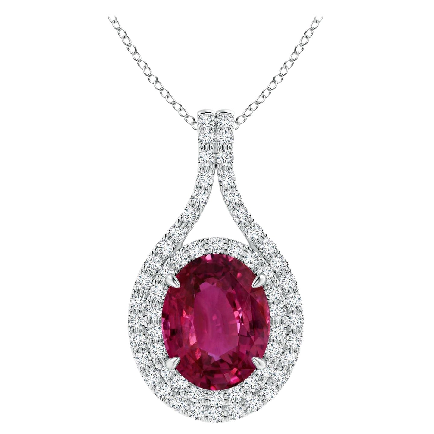 ANGARA Platin-Anhänger mit GIA-zertifiziertem natürlichem rosa Saphir und Diamant