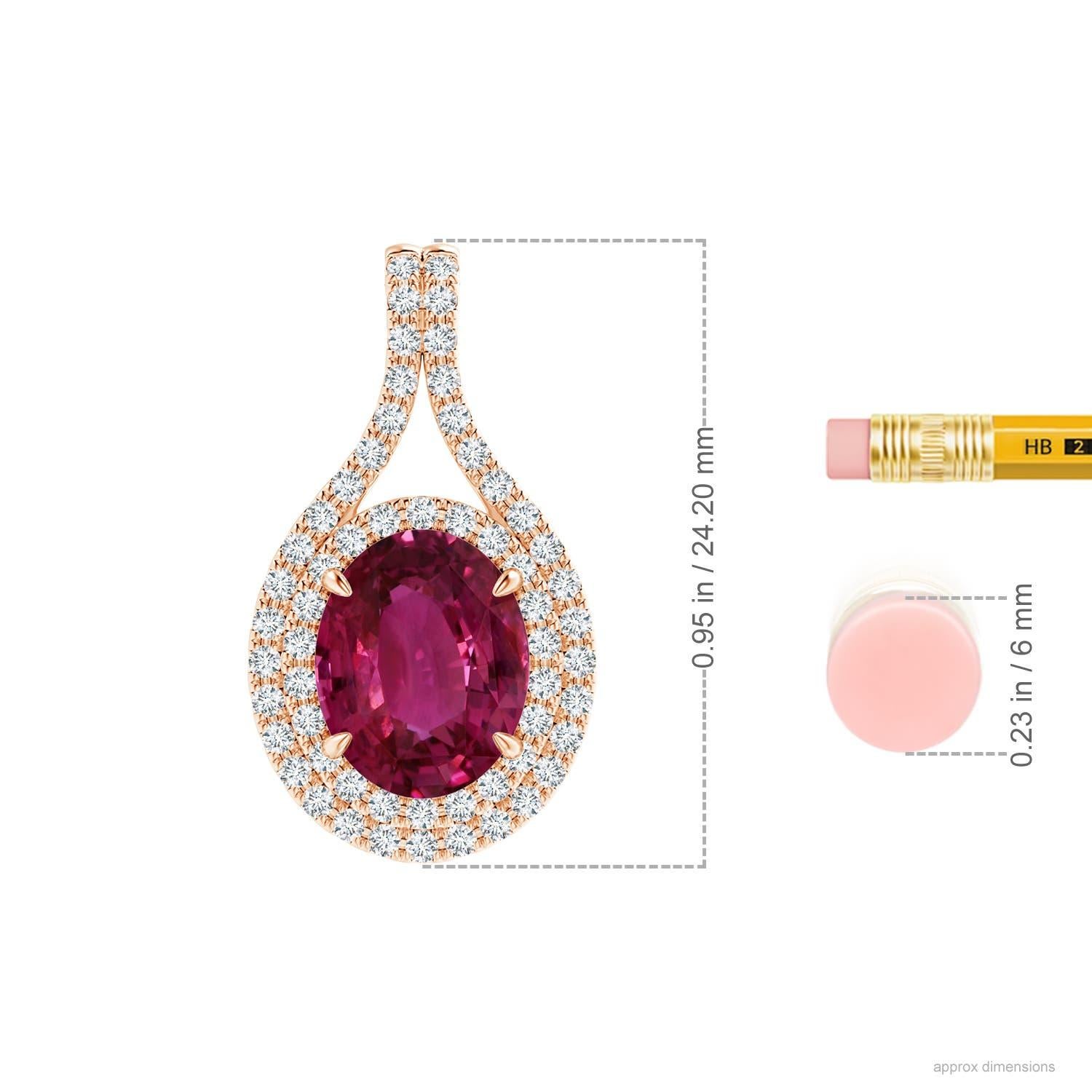 ANGARA GIA Certified Natural Pink Sapphire and Diamond Rose Gold Pendant In New Condition In Los Angeles, CA
