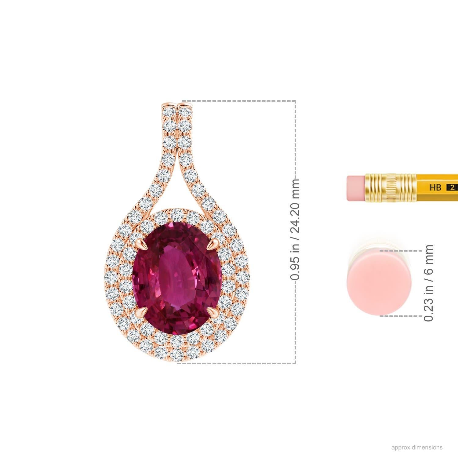 Angara GIA Certified Natural Pink Sapphire and Diamond Rose Gold Pendant In New Condition For Sale In Los Angeles, CA