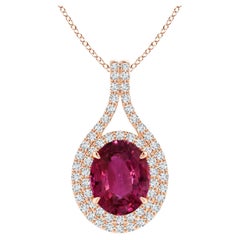 Angara GIA Certified Natural Pink Sapphire and Diamond Rose Gold Pendant