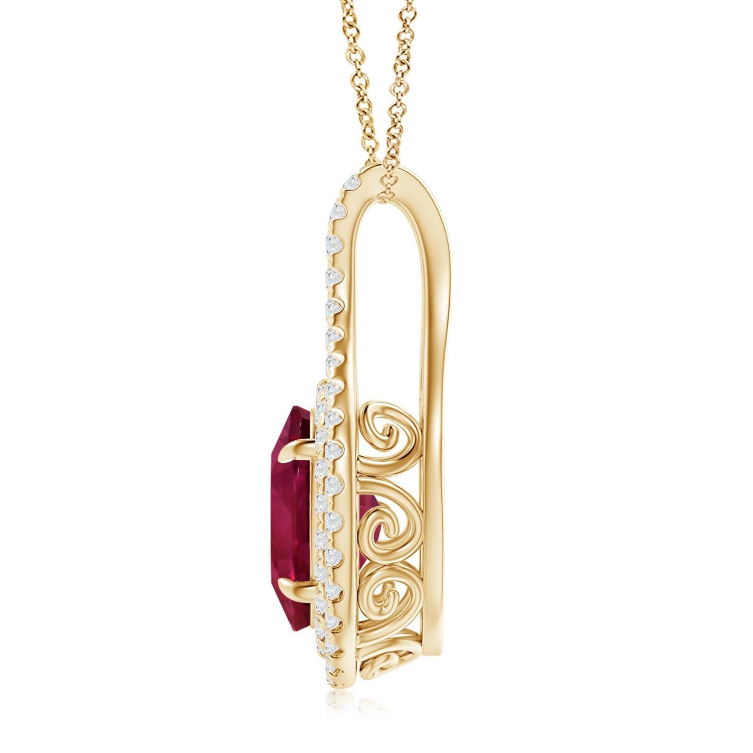 Pendentif double halo en saphir rose ovale et diamant certifié par le GIA
