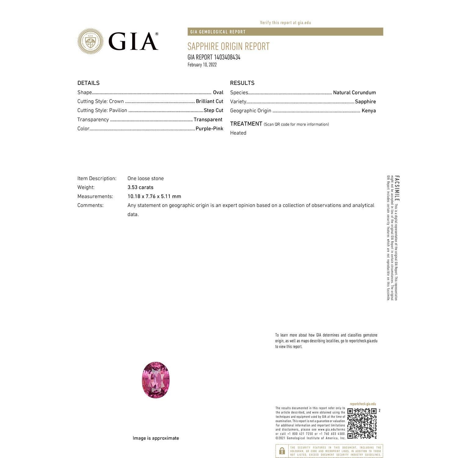 Moderne ANGARA Pendentif en or jaune avec saphir rose naturel certifié GIA et diamants en vente