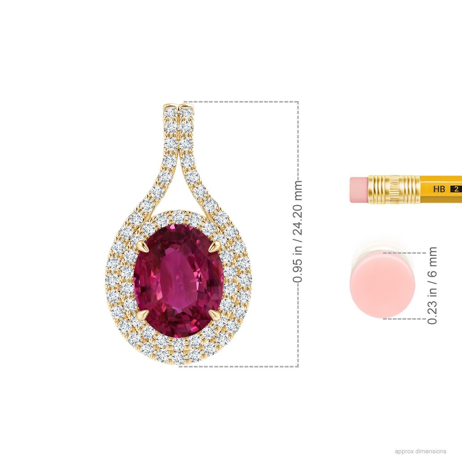 ANGARA GIA Certified Natural Pink Sapphire and Diamond Yellow Gold Pendant In New Condition For Sale In Los Angeles, CA