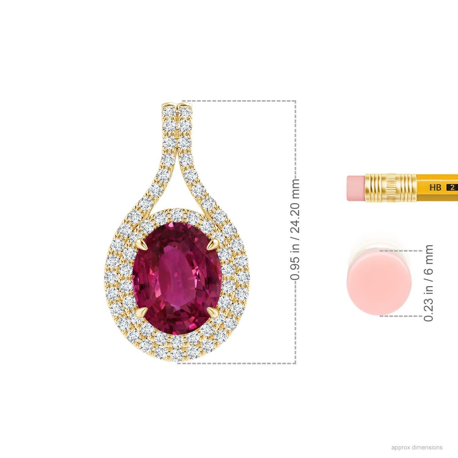 ANGARA GIA Certified Natural Pink Sapphire and Diamond Yellow Gold Pendant In New Condition In Los Angeles, CA