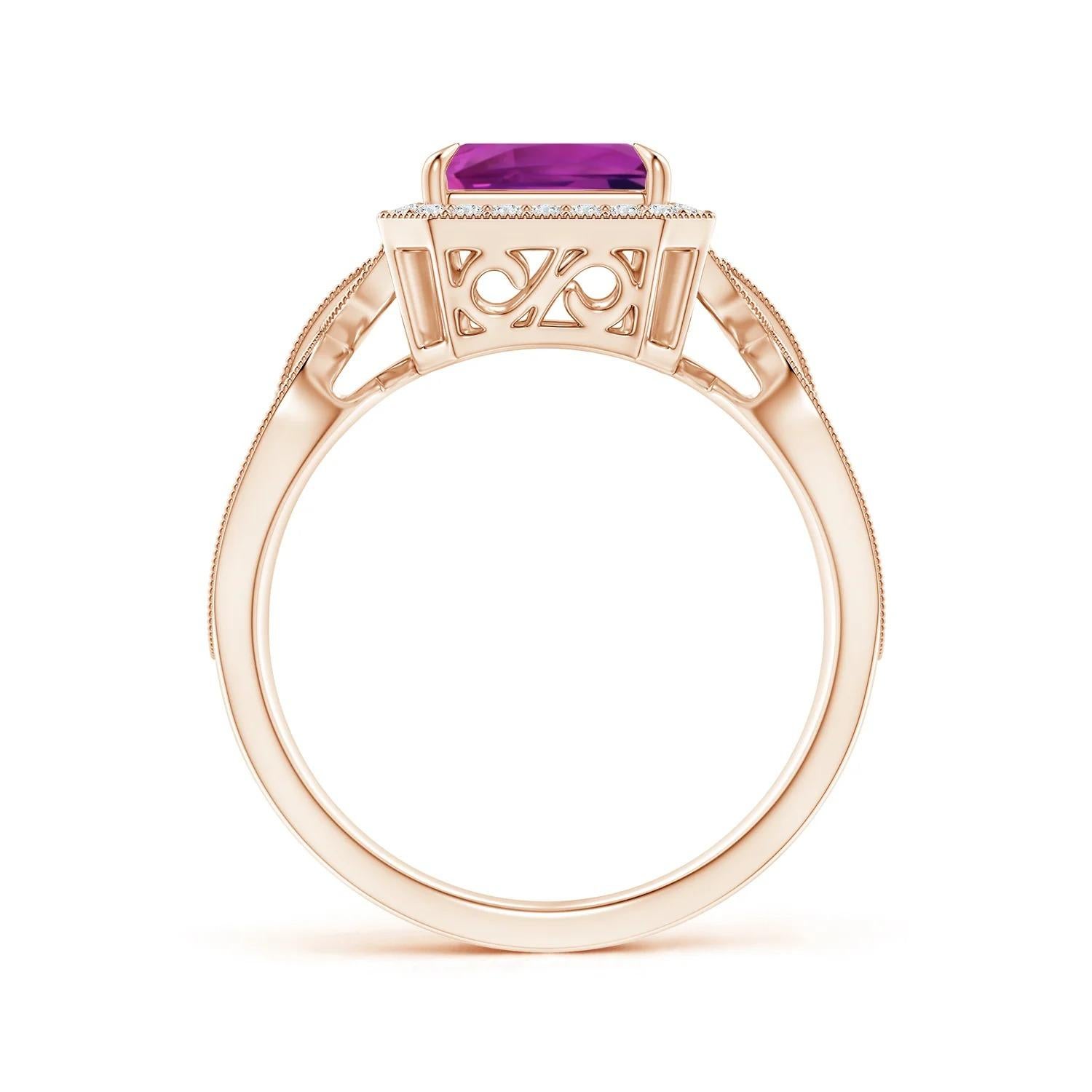 For Sale:  ANGARA GIA Certified Natural Pink Sapphire Ring in Rose Gold with Diamond Halo 2