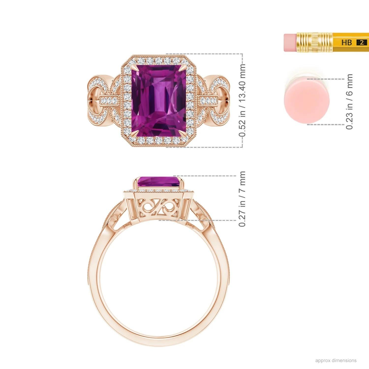 ANGARA GIA Certified Natural Pink Sapphire Ring in Rose Gold with Diamond Halo 5