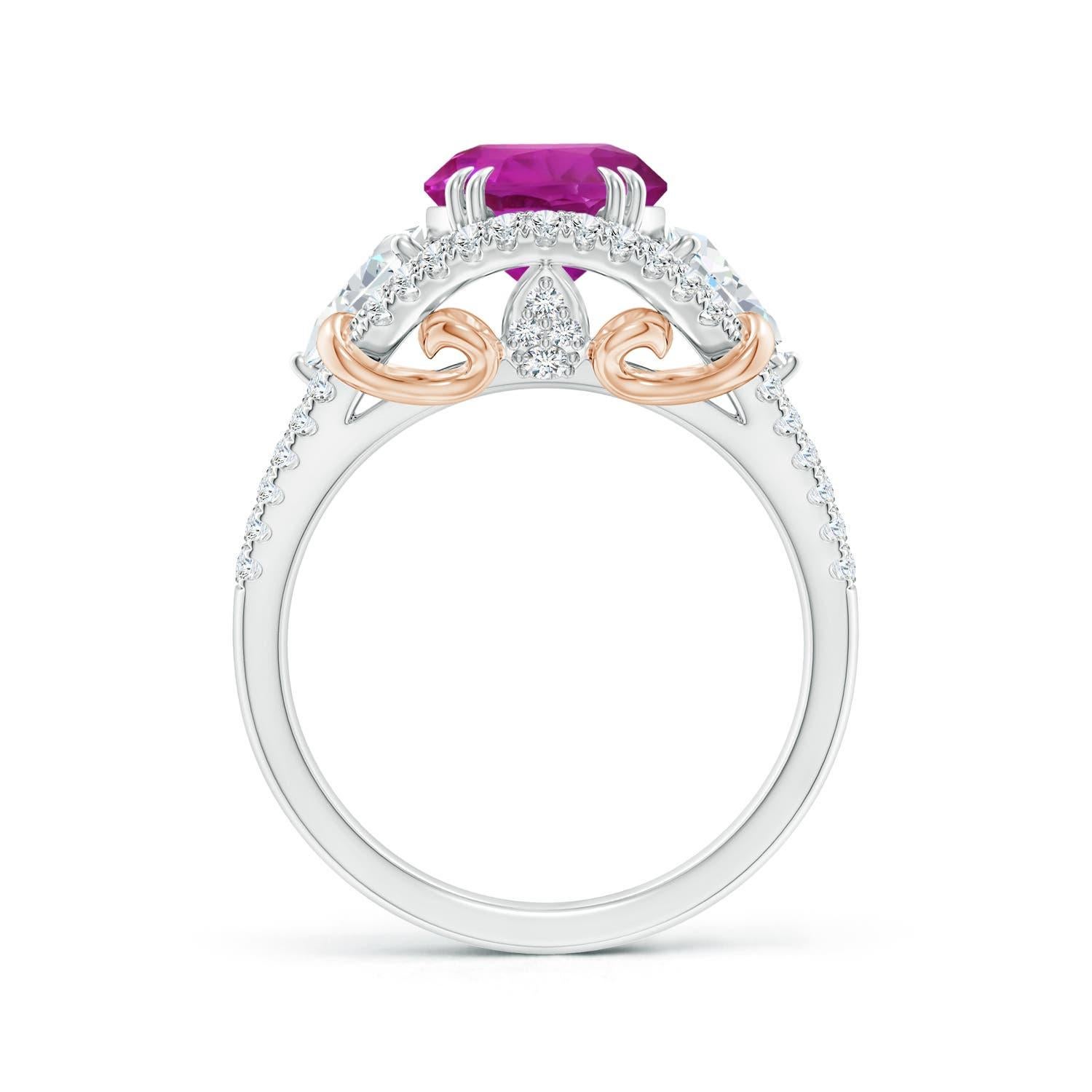 Im Angebot: Angara Gia Ring aus Roségold mit zertifiziertem rosa Saphir und Diamanten () 2