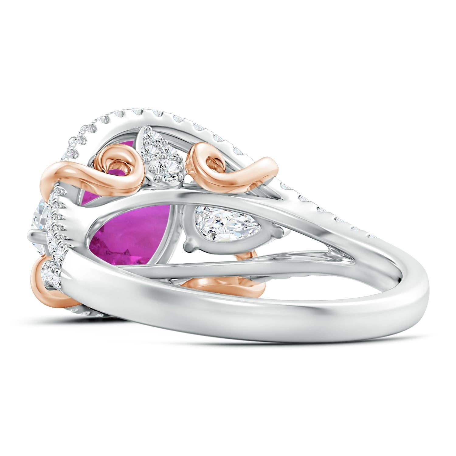 For Sale:  Angara Gia Certified Natural Pink Sapphire Ring in Rose Gold with Diamonds 4