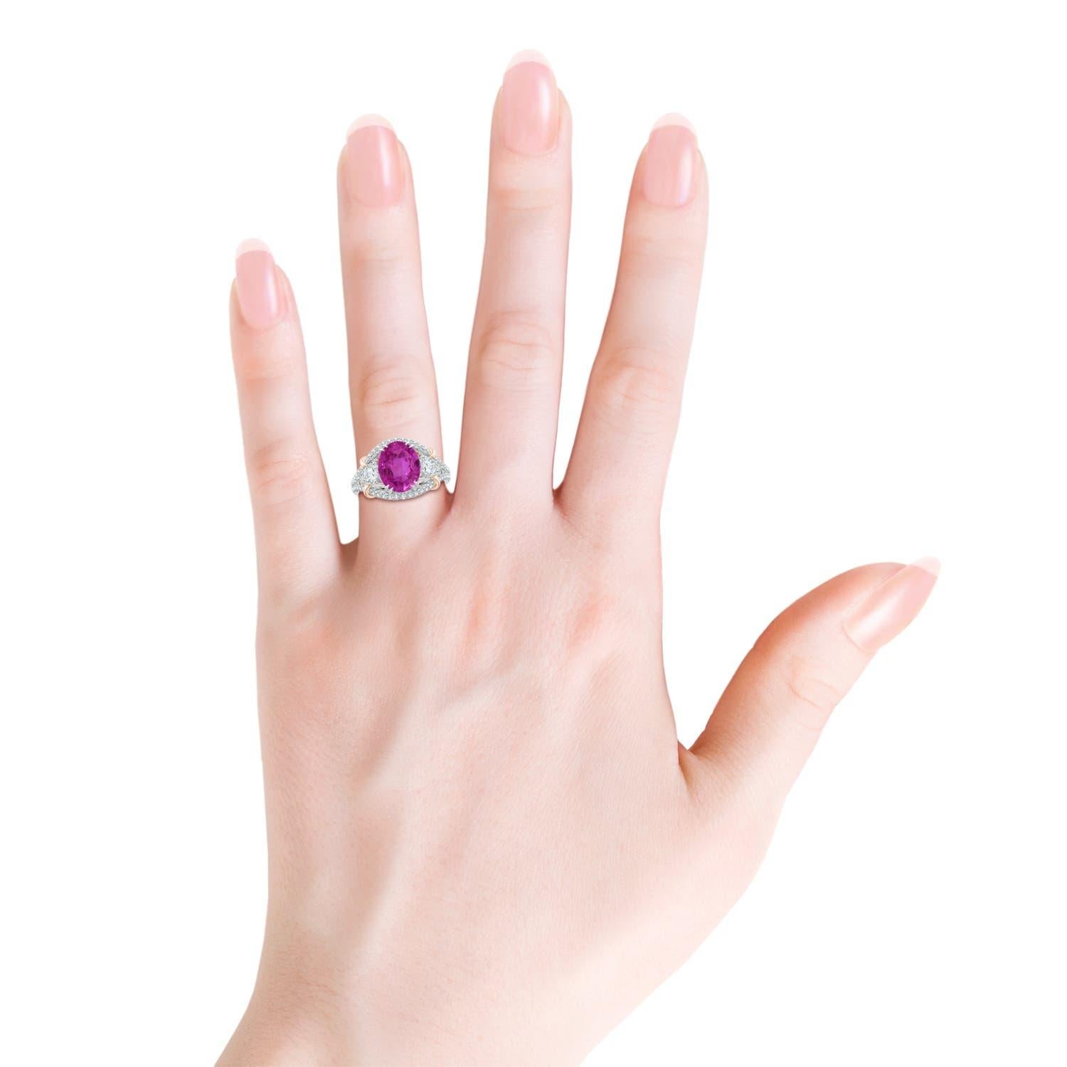 Im Angebot: Angara Gia Ring aus Roségold mit zertifiziertem rosa Saphir und Diamanten () 5
