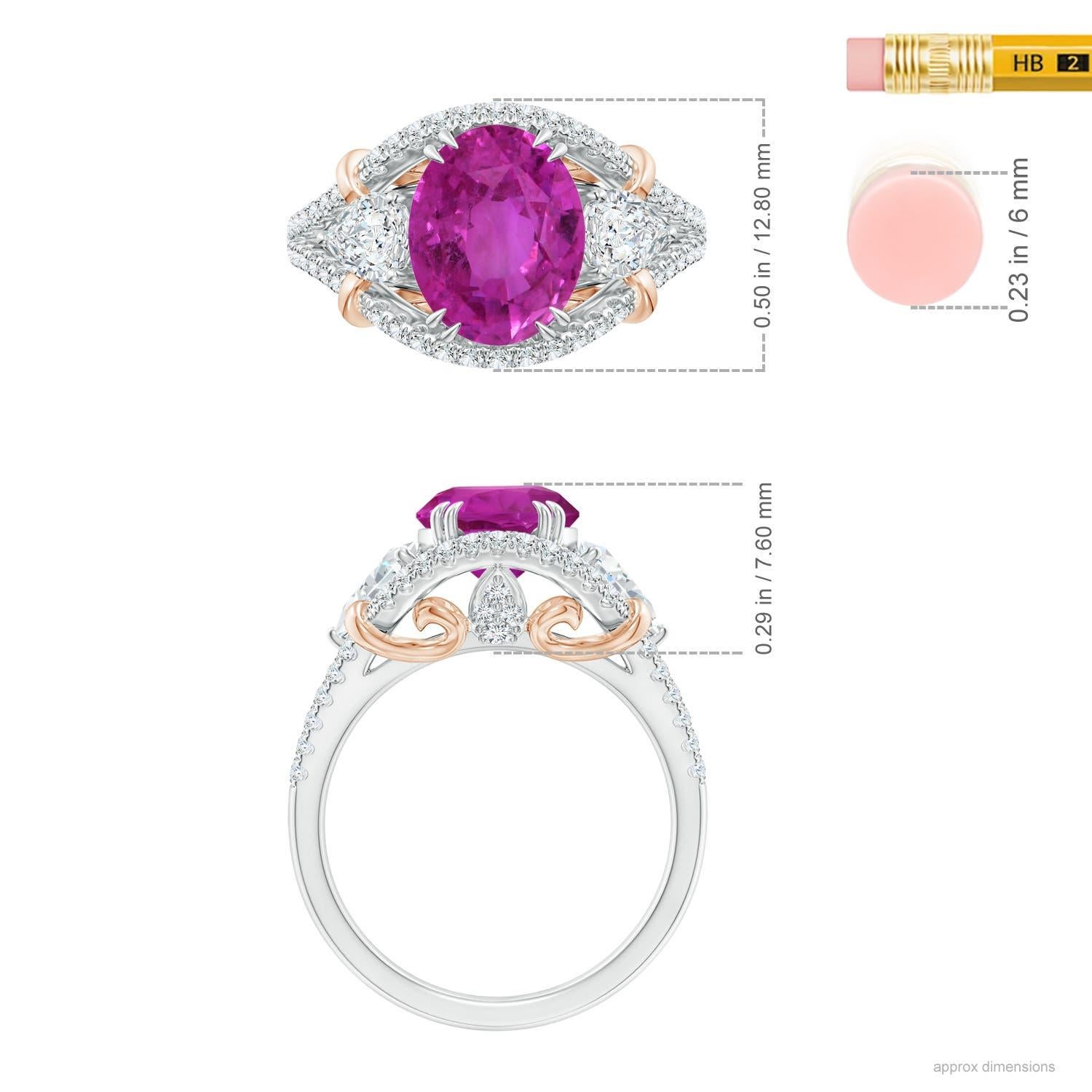 Im Angebot: Angara Gia Ring aus Roségold mit zertifiziertem rosa Saphir und Diamanten () 6