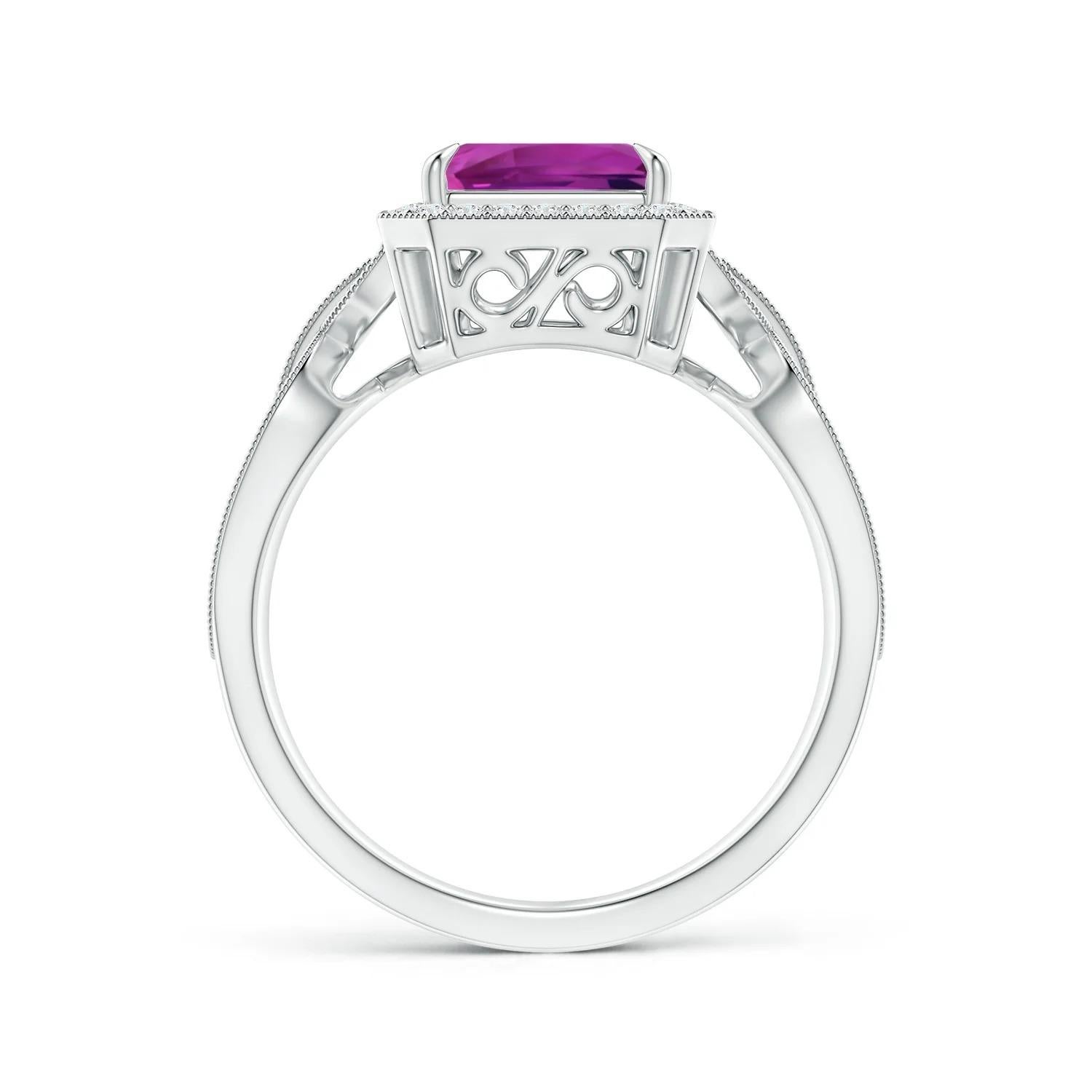 For Sale:  Angara Gia Certified Natural Pink Sapphire Ring in White Gold with Diamond Halo 2