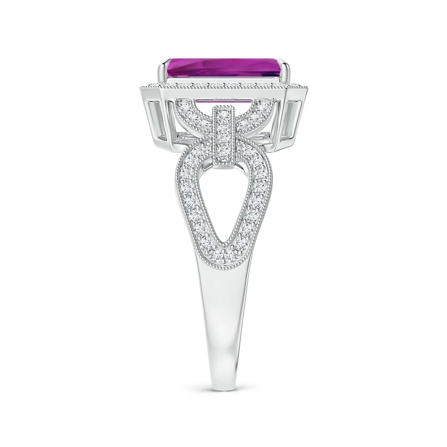 For Sale:  ANGARA GIA Certified Natural Pink Sapphire Ring in White Gold with Diamond Halo 4