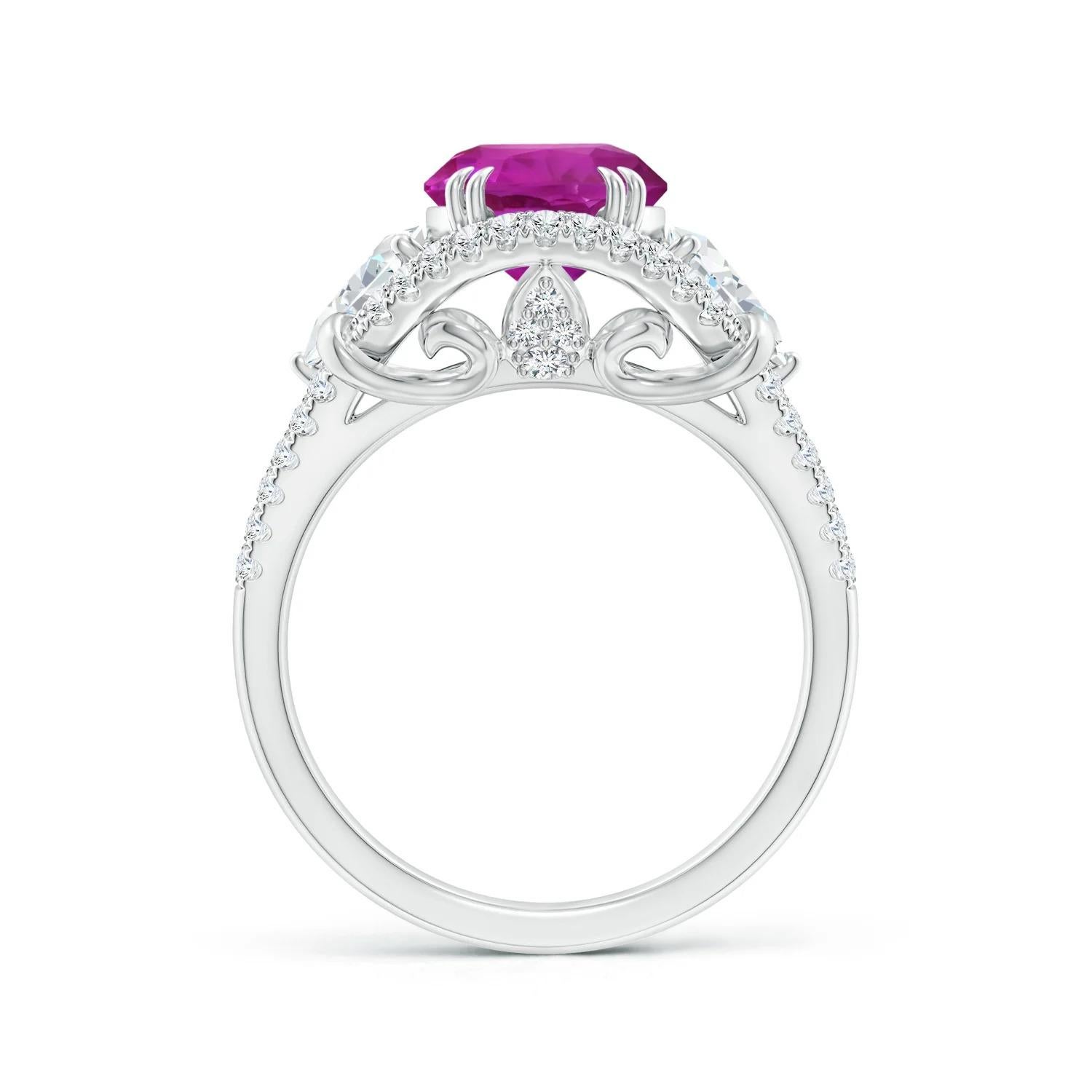 Im Angebot: GIA-zertifizierter Ring mit natürlichem rosa Saphir aus Weißgold mit Diamanten () 2