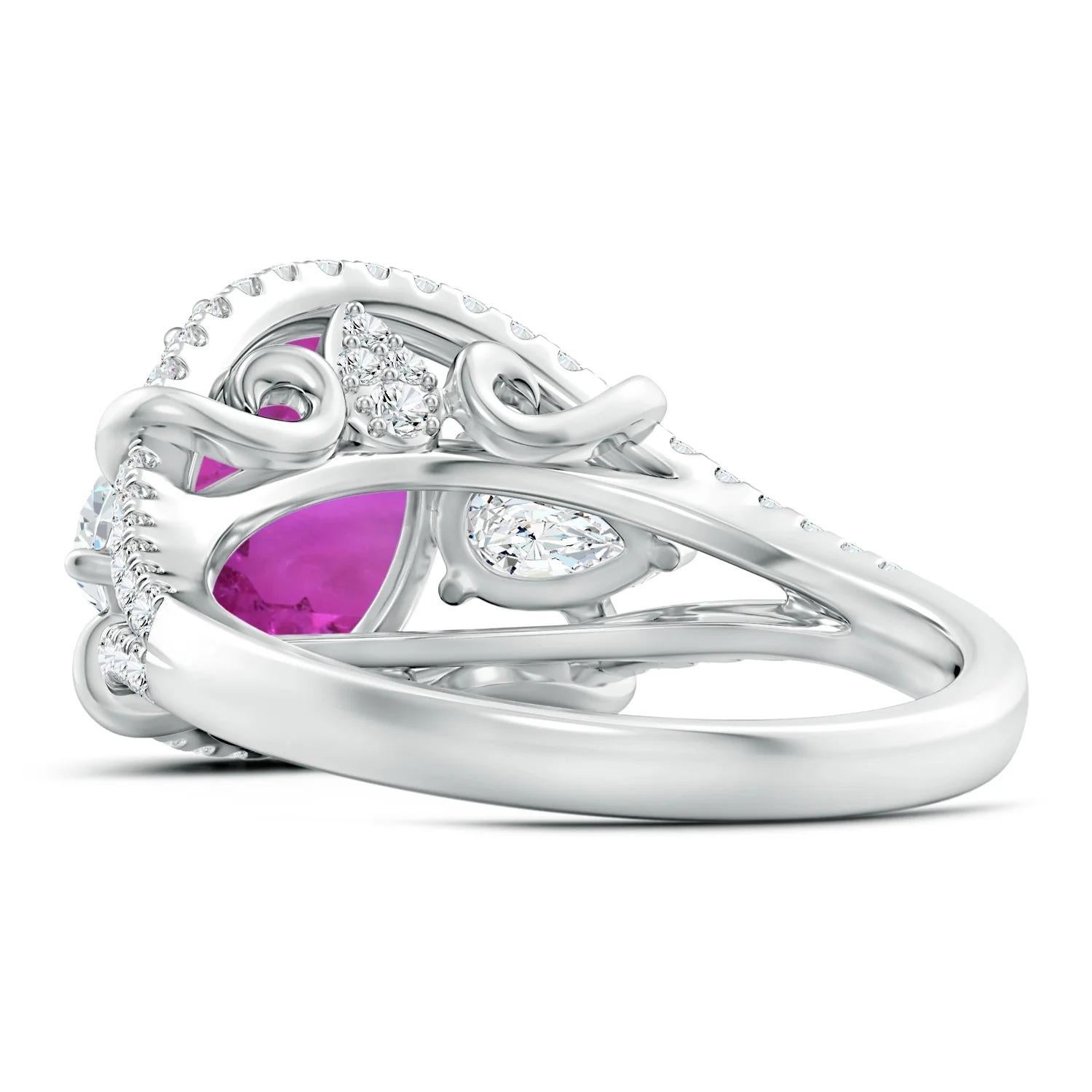 Im Angebot: GIA-zertifizierter Ring mit natürlichem rosa Saphir aus Weißgold mit Diamanten () 4