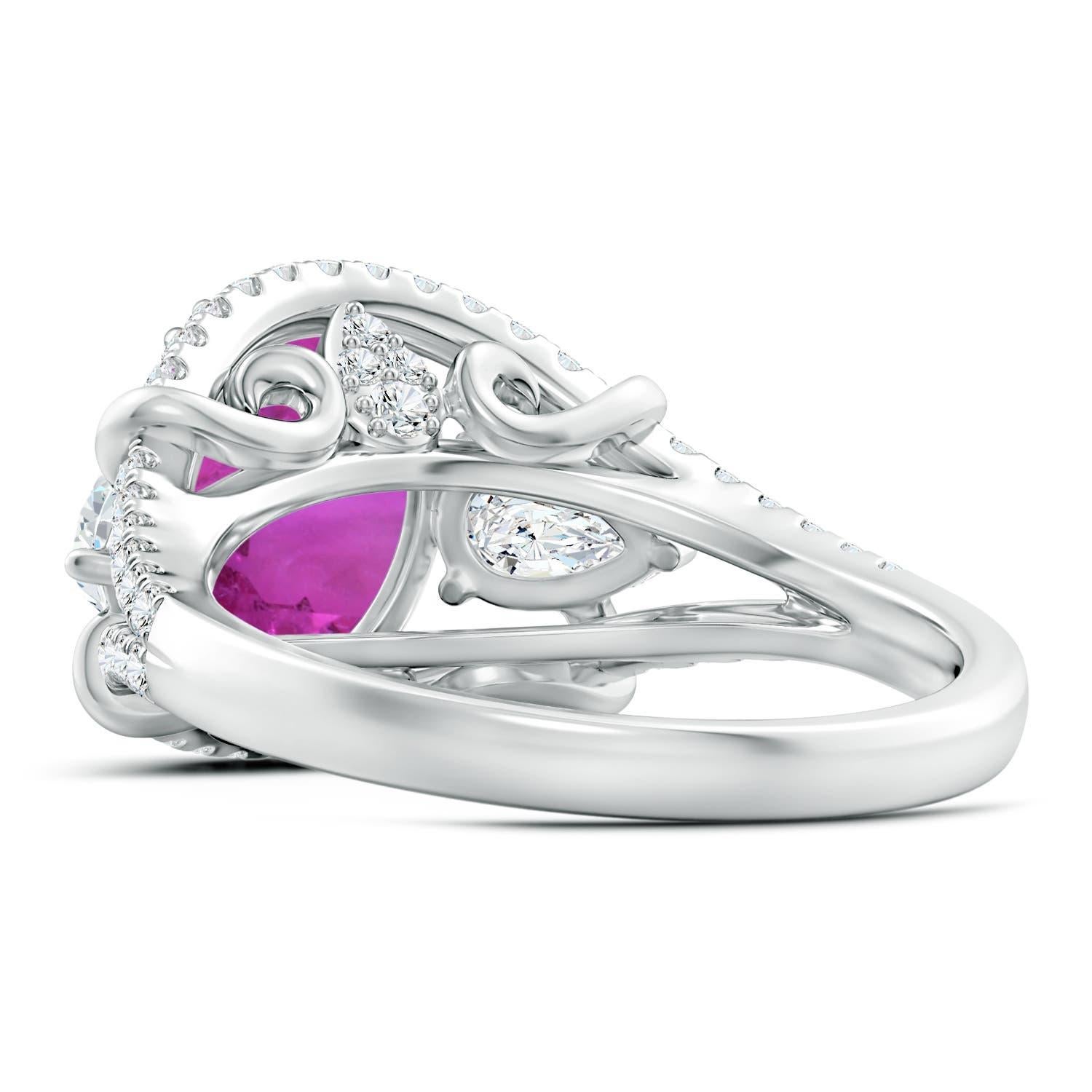 For Sale:  Angara GIA Certified Natural Pink Sapphire Ring in White Gold with Diamonds 4
