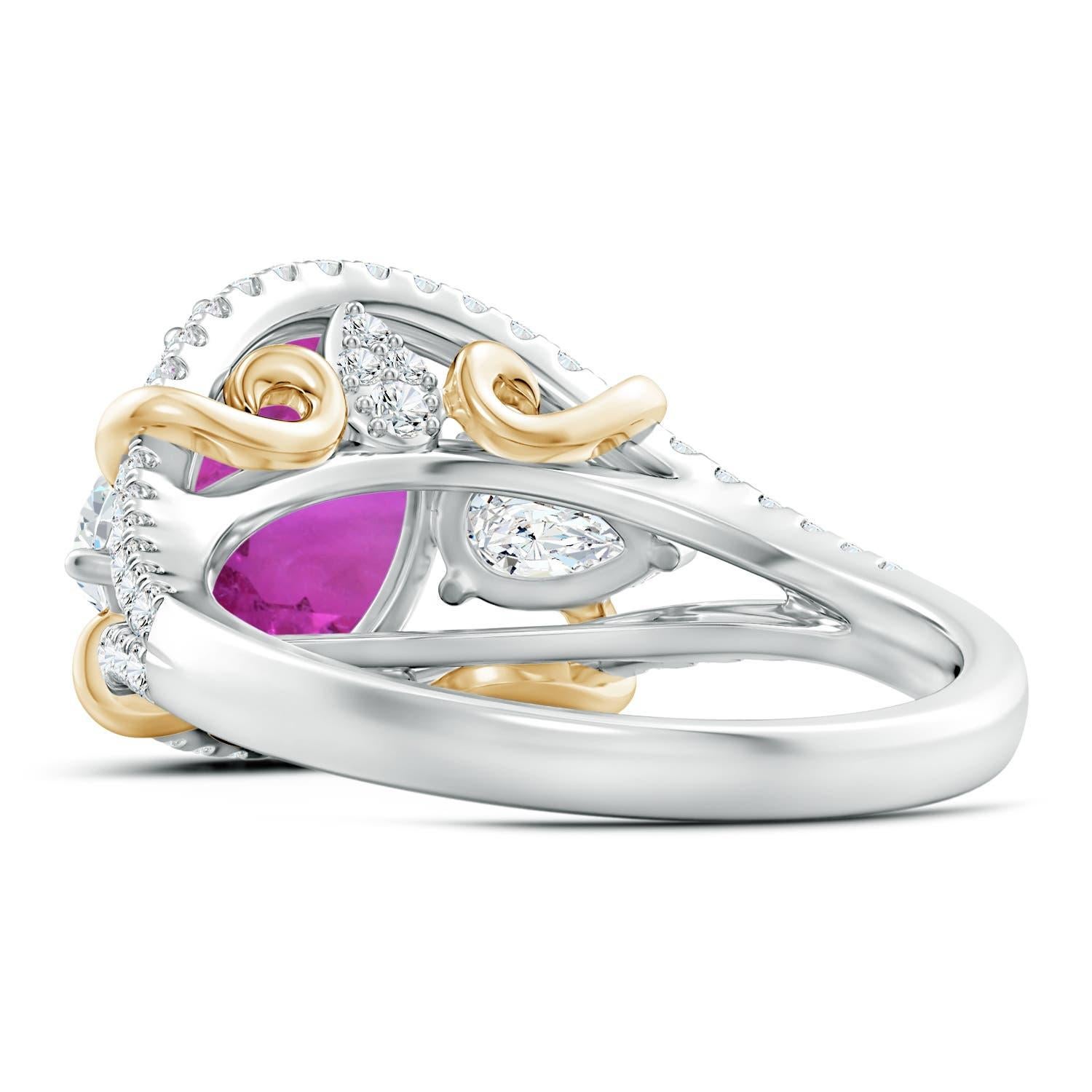 Im Angebot: Angara Ring aus Gelbgold mit GIA-zertifiziertem natürlichem rosa Saphir und Diamanten () 4