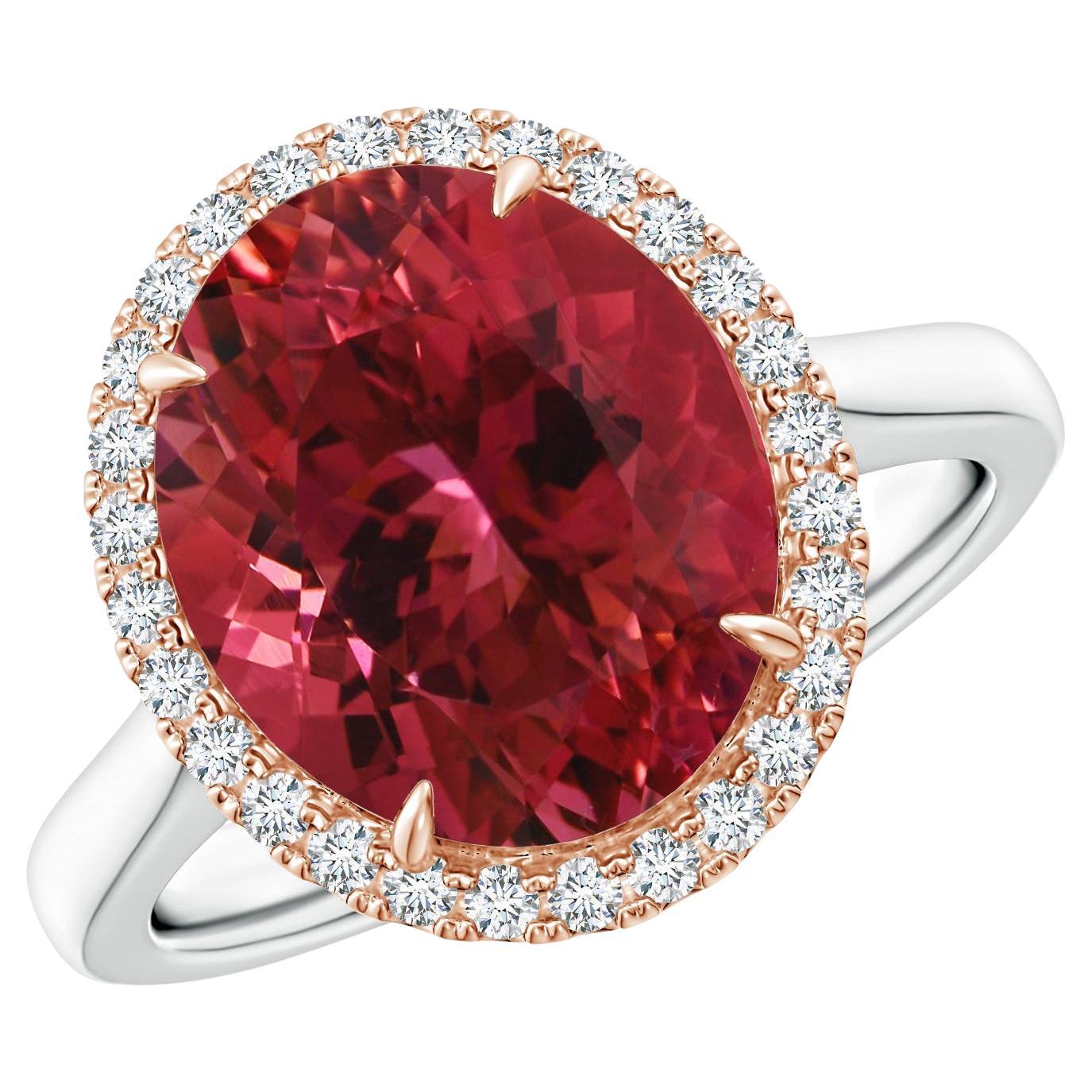 For Sale:  ANGARA GIA Certified Natural Pink Tourmaline Cathedral Ring in Rose Gold