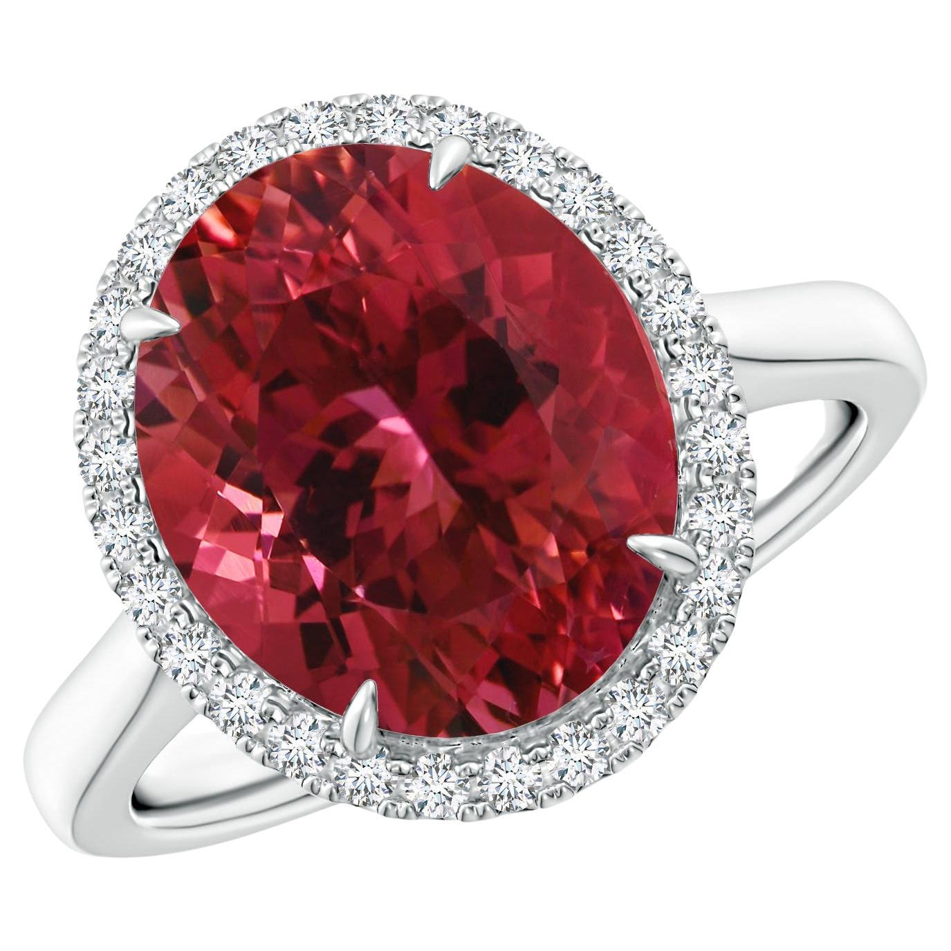 For Sale:  ANGARA GIA Certified Natural Pink Tourmaline Cathedral Ring in White Gold