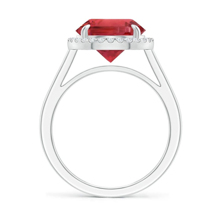 Pink Tourmaline & Diamond Frame Halo Ring main image 1