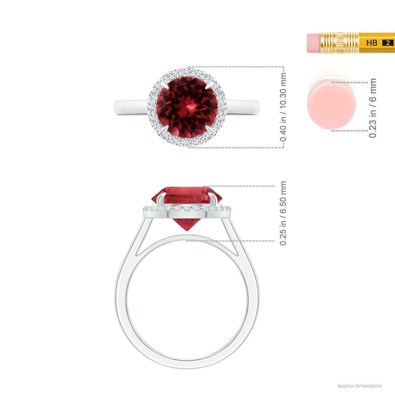 For Sale:  Angara GIA Certified Natural Pink Tourmaline & Diamond Halo Ring in White Gold 4
