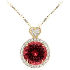 GIA-zertifizierter natrlicher rosa Turmalin- und Diamant-Anhnger aus Gelbgold